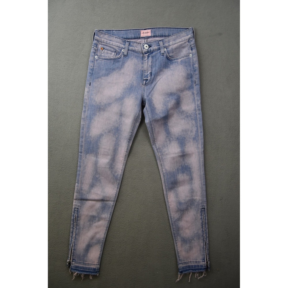 Hudson Jeans Women's Size 27 Blue Distressed Skinny Jeans with Zippers
